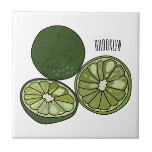 Kaffir lime cartoon illustration ceramic tile