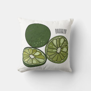Kaffir lime cartoon illustration cushion