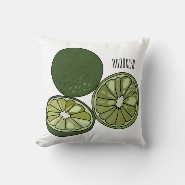Kaffir lime cartoon illustration cushion (Front)