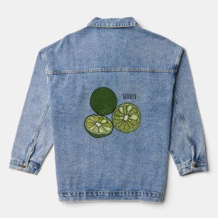 Kaffir lime cartoon illustration denim jacket