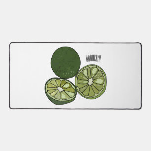 Kaffir lime cartoon illustration desk mat