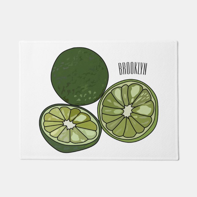 Kaffir lime cartoon illustration doormat (Front)