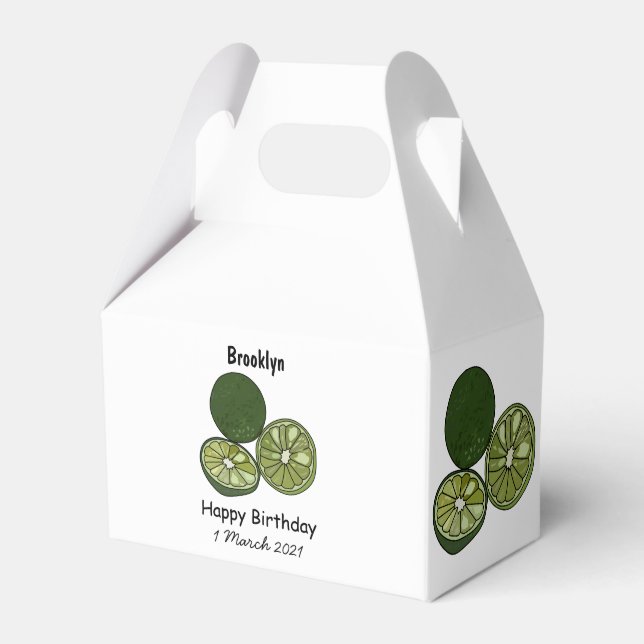 Kaffir lime cartoon illustration favour box (Front Side)