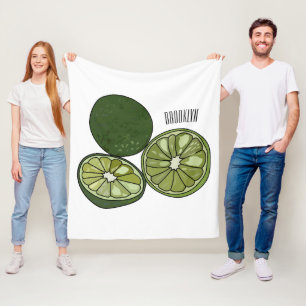 Kaffir lime cartoon illustration fleece blanket