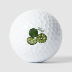 Kaffir lime cartoon illustration golf balls