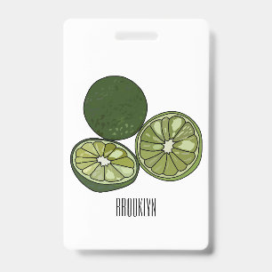 Kaffir lime cartoon illustration ID badge