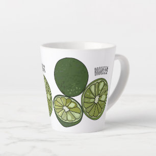 Kaffir lime cartoon illustration latte mug