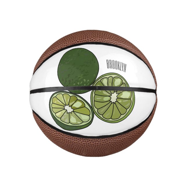 Kaffir lime cartoon illustration mini basketball (Front)
