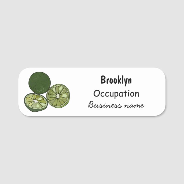 Kaffir lime cartoon illustration name tag (Front)