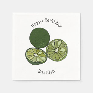 Kaffir lime cartoon illustration napkin