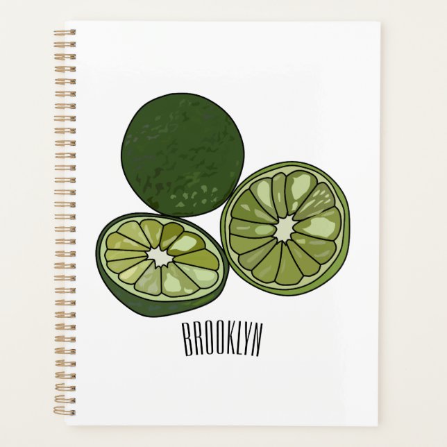 Kaffir lime cartoon illustration planner (Front)