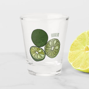 Kaffir lime cartoon illustration shot glass