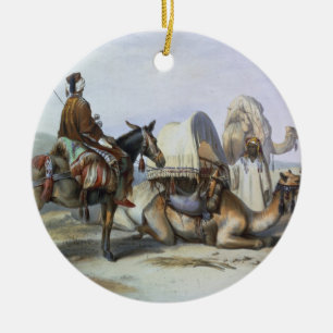 Kafila with a Camel Bearing a Hodesh, illustration Ceramic Tree Decoration