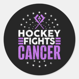 Kah Cancer Awareness Hockey Themed Cancer Awarenes Classic Round Sticker