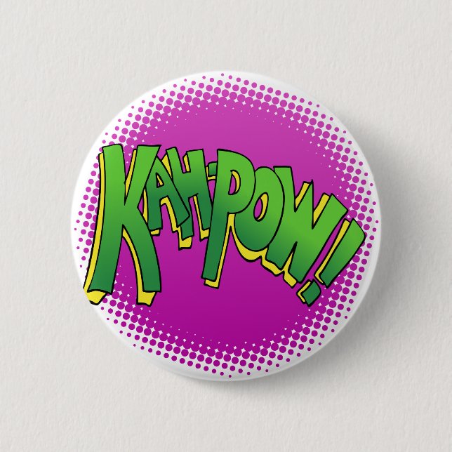 Kah Pow Comic Book Text 6 Cm Round Badge (Front)