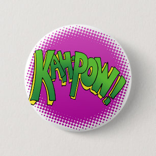 Kah Pow Comic Book Text 6 Cm Round Badge