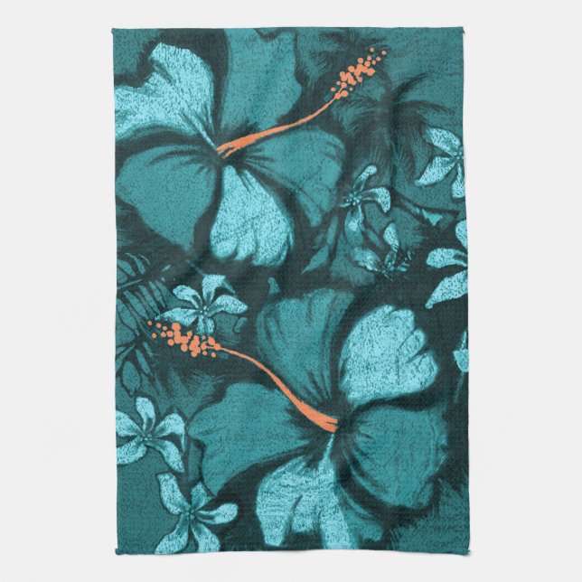 Kahala Hibiscus Hawaiian Tropical Kitchen Towel (Vertical)