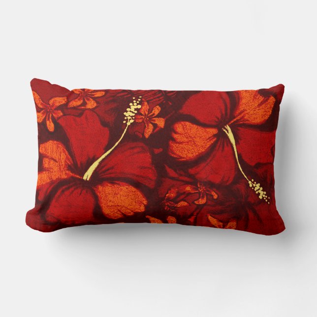 Kahala Hibiscus Hawaiian Tropical Lumbar Pillows (Front)