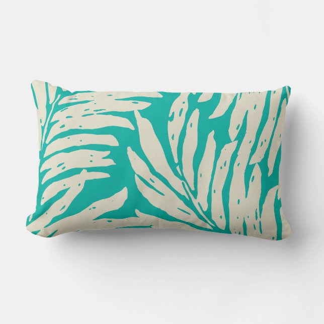 Kahanu Garden Hawaiian Palm Leaves Reversible Lumbar Cushion (Front)