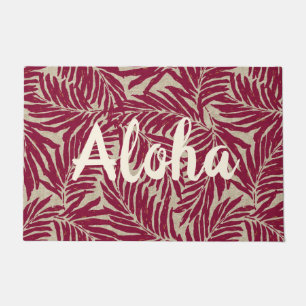 Kahanu Palms Hawaiian Faux Linen Texture Aloha Doormat