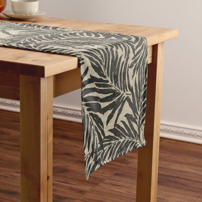 Kahanu Palms Hawaiian Linen Texture Short Table Runner (In Situ)