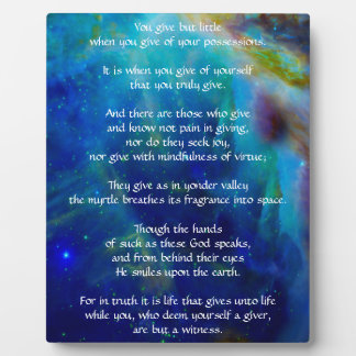 Kahlil Gibran on Giving Plaque