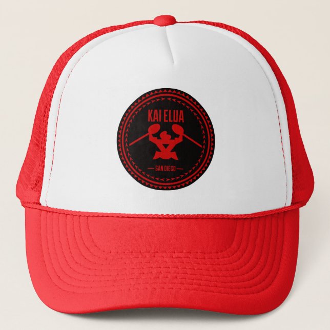 Kai Elua Outrigger 2013 | Red Logo Trucker Hat (Front)