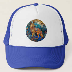 Kai Ken Dog Stained Glass Artwork Trucker Hat