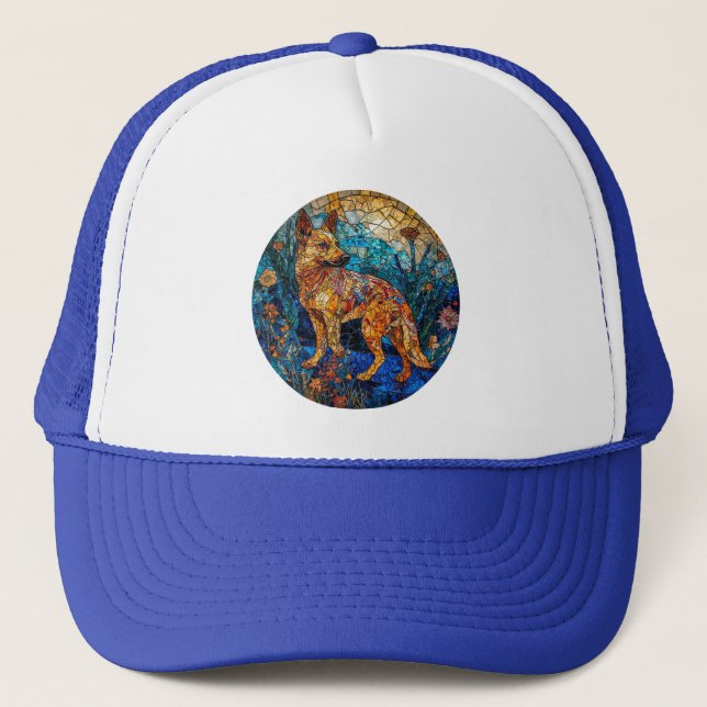 Kai Ken Dog Stained Glass Artwork Trucker Hat (Front)
