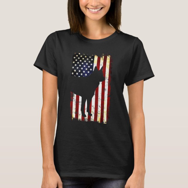 Kai Ken Silhouette American Flag 4th Of July Tora  T-Shirt (Front)