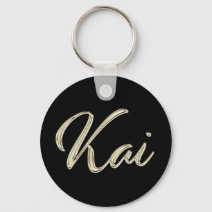 Kai Name whitegold Button Schlüsselanhänger Key Ring