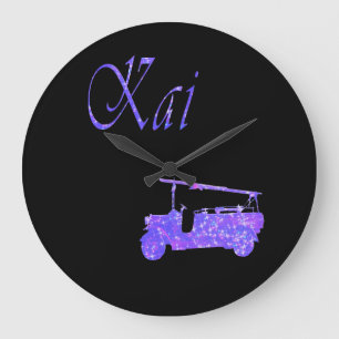 Kai, Name With Fire Truck, Large Clock
