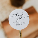 KAIA Minimalist Wedding Favour Classic Round Sticker<br><div class="desc">Where simplicity meets sophistication in every stroke,  this minimalist collection exudes elegance. The modern and stylistic font adorns each piece with timeless charm,  making it the perfect choice for weddings,  bridal showers,  baby showers,  and all other occasions where understated beauty reigns supreme.</div>