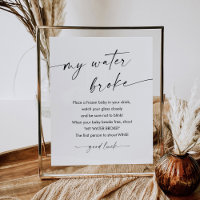 KAIA My Water Broke Baby Shower Game Sign