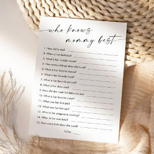 KAIA Who Knows Mummy Best Baby Shower Game Invitation