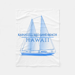 Kaihalulu Red Sand Beach Coastal Nautical Sailing Fleece Blanket
