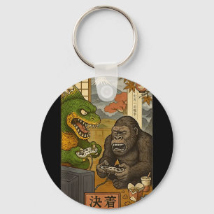 Kaiju bigfoot monsters play games japanese retro key ring