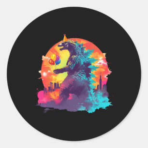 Kaiju Birthday Funny Boys Birthday Monster  Classic Round Sticker