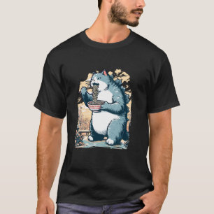 Kaiju Cat Ramen Lover Japanese Sunset Catzilla Cat T-Shirt
