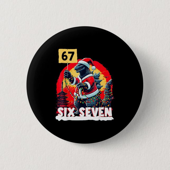 Kaiju Christmas 67 Santazilla Japanese Monster Din 6 Cm Round Badge (Front)