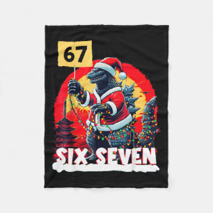 Kaiju Christmas 67 Santazilla Japanese Monster Din Fleece Blanket