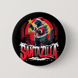 Kaiju Christmas Santazilla Japanese Monster Dinosa 6 Cm Round Badge