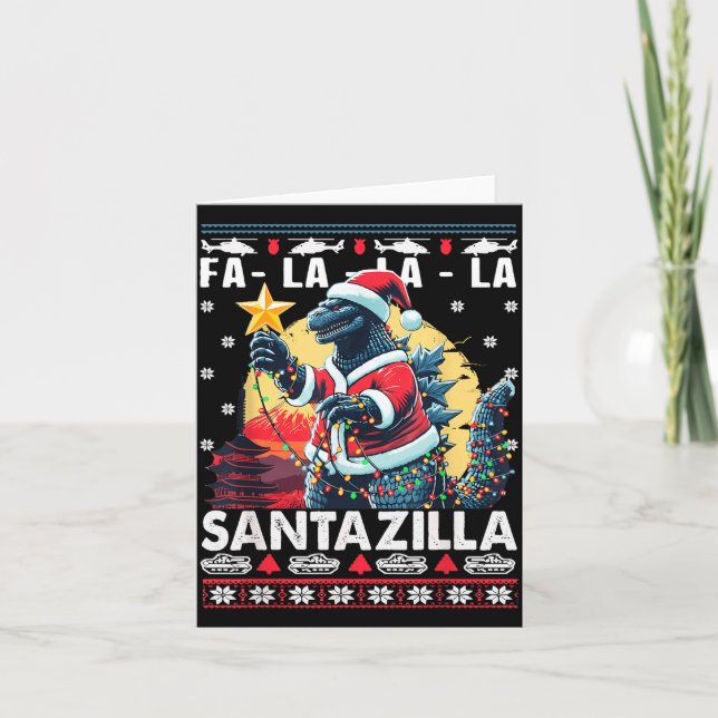 Kaiju Christmas Santazilla Japanese Monster Dinosa Card (Front)