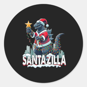 Kaiju Christmas Santazilla Japanese Monster Dinosa Classic Round Sticker