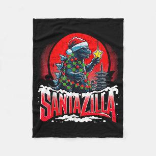 Kaiju Christmas Santazilla Japanese Monster Dinosa Fleece Blanket