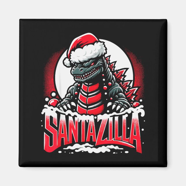 Kaiju Christmas Santazilla Japanese Monster Dinosa Magnet (Front)
