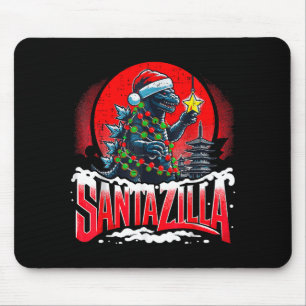 Kaiju Christmas Santazilla Japanese Monster Dinosa Mouse Pad