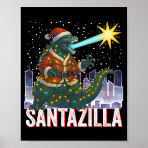 Kaiju Christmas Santazilla Japanese Monster Dinosa Poster