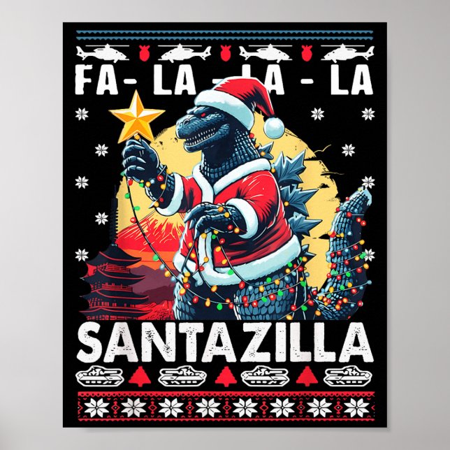 Kaiju Christmas Santazilla Japanese Monster Dinosa Poster (Front)