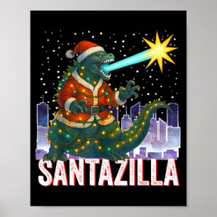 Kaiju Christmas Santazilla Japanese Monster Dinosa Poster